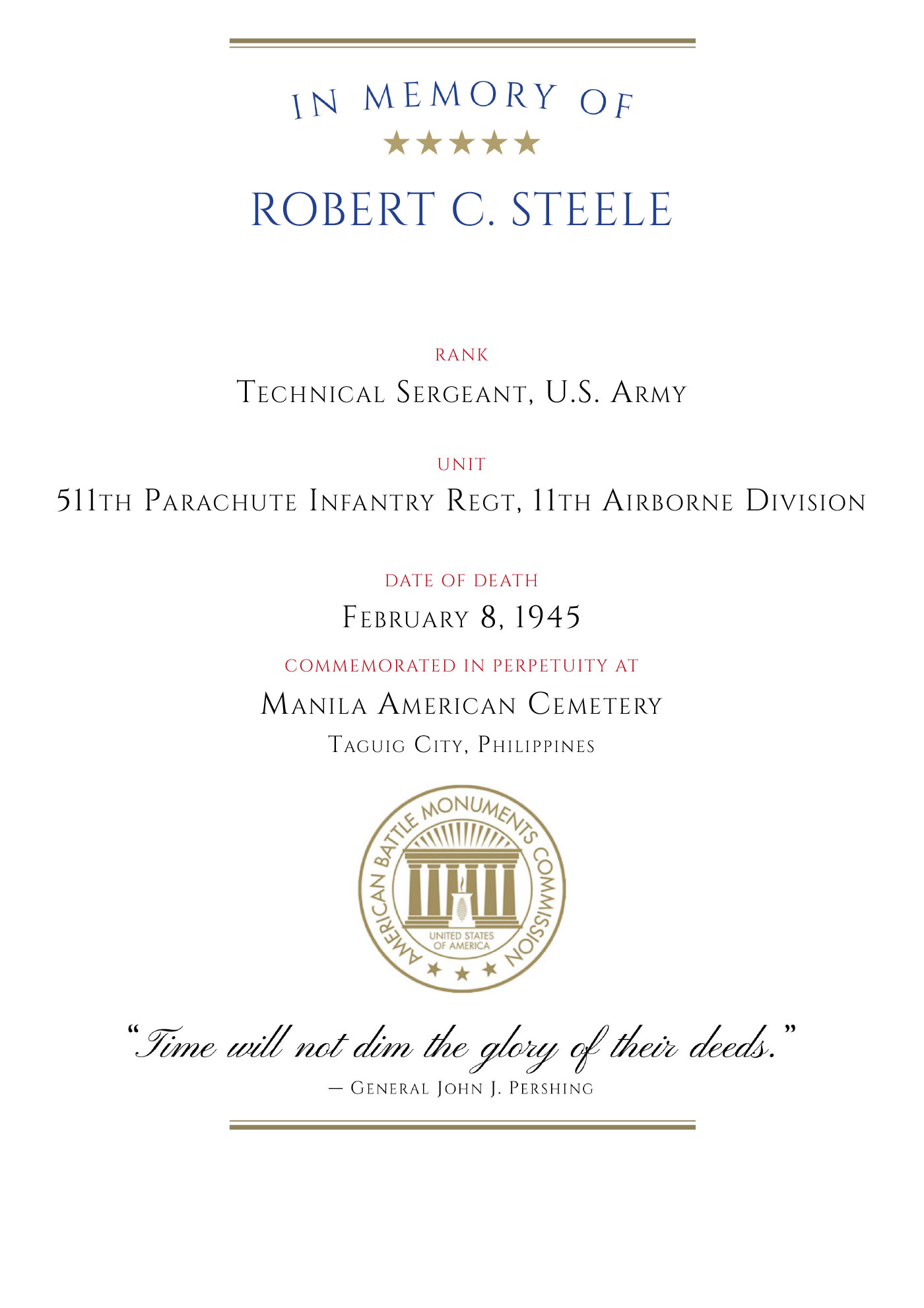 Robert Steele 511th Parachute Infantry Regiment
